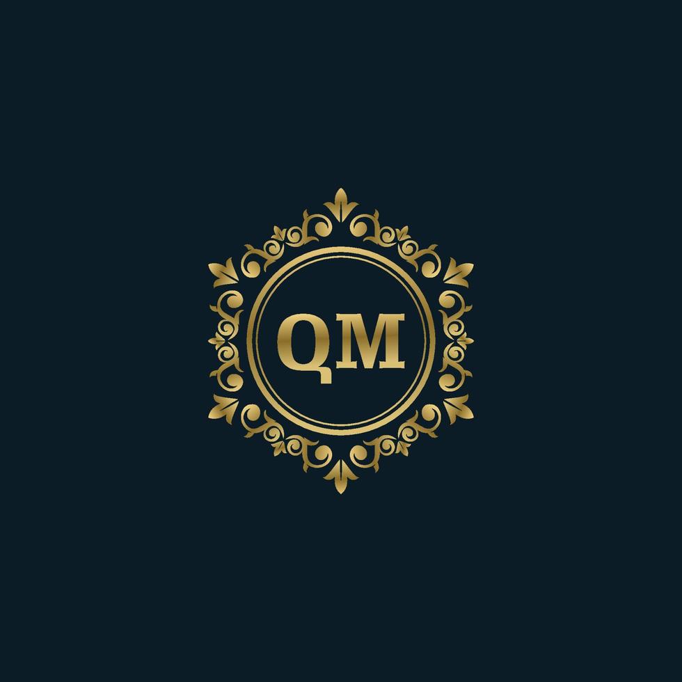 brev qm logotyp med lyx guld mall. elegans logotyp vektor mall.