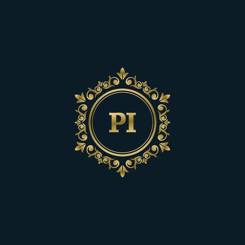 brev pi logotyp med lyx guld mall. elegans logotyp vektor mall.