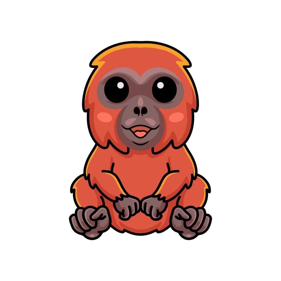 söt liten orangutang tecknad serie Sammanträde vektor