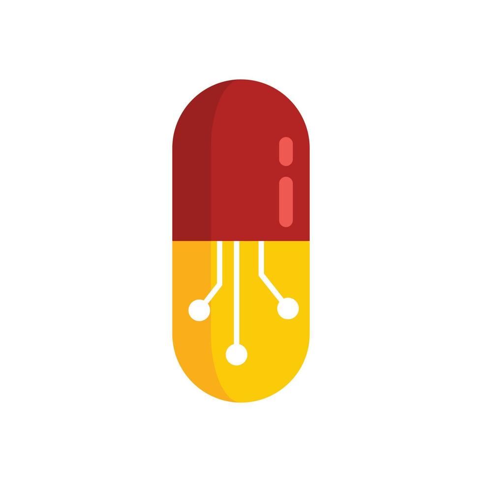 nanoteknologi medicinsk kapsel ikon platt isolerat vektor