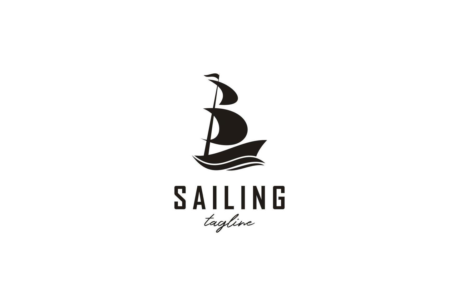 einfache Segelyacht-Silhouette-Logo-Design-Inspiration vektor