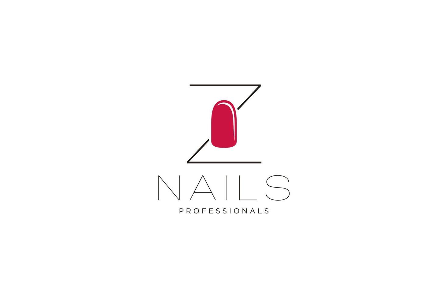första brev z med naglar logotyp. vektor ikon företag tecken mall för skönhet industri, nagel salong, manikyr, boutique, kosmetisk förfaranden.