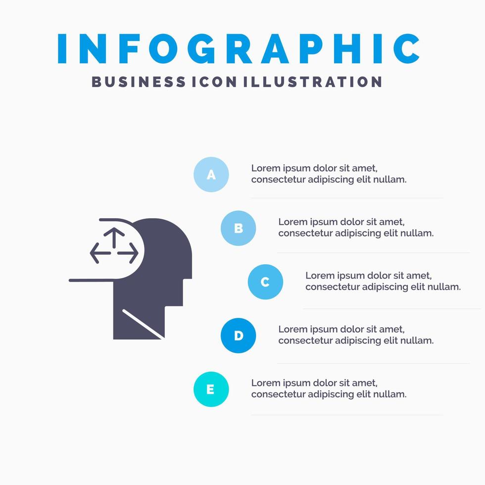 autism oordning man mänsklig fast ikon infographics 5 steg presentation bakgrund vektor
