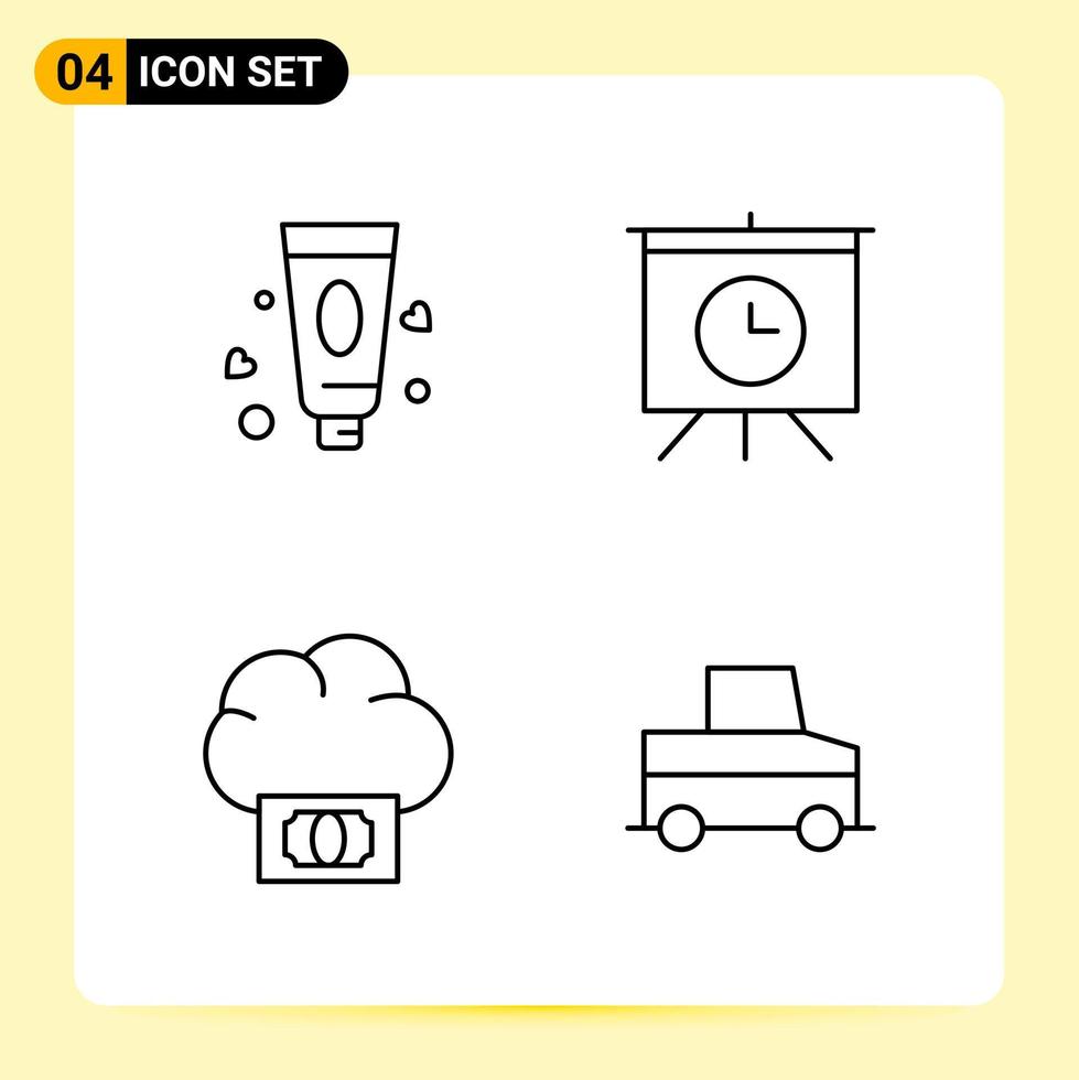 4 kreativ ikoner för modern hemsida design och mottaglig mobil appar 4 översikt symboler tecken på vit bakgrund 4 ikon packa vektor