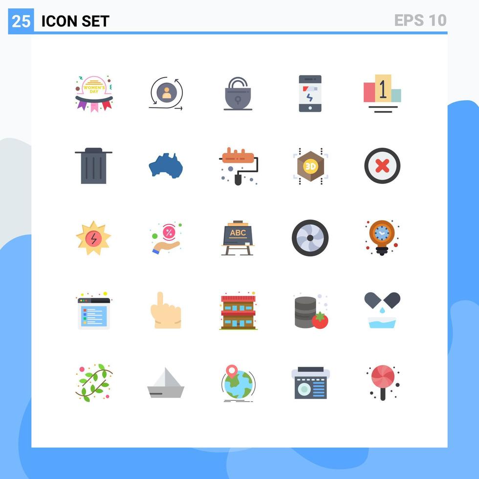piktogram uppsättning av 25 enkel platt färger av podium telefon digital avgift internet redigerbar vektor design element