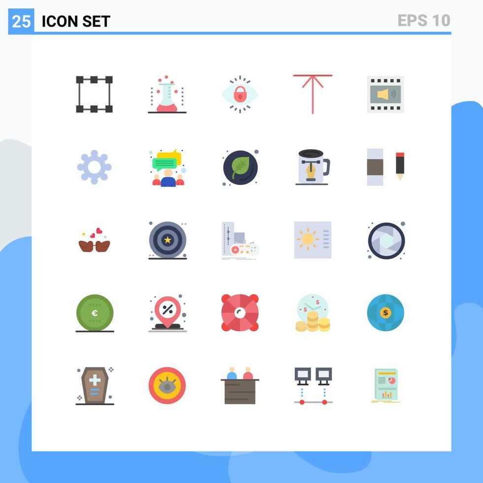redigerbar vektor linje packa av 25 enkel platt färger av öppen volym förstärkare öga upp pil redigerbar vektor design element