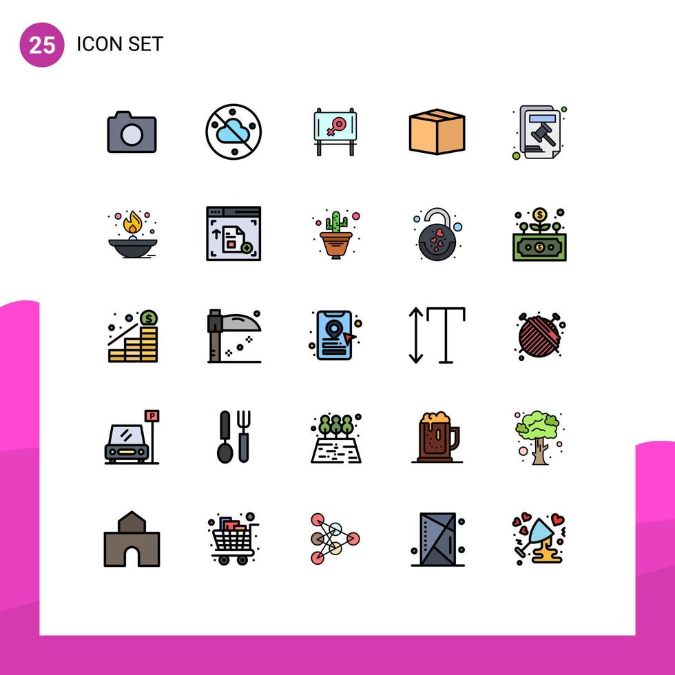 25 universell fylld linje platt Färg tecken symboler av ljus Nyheter ad blog produkt redigerbar vektor design element