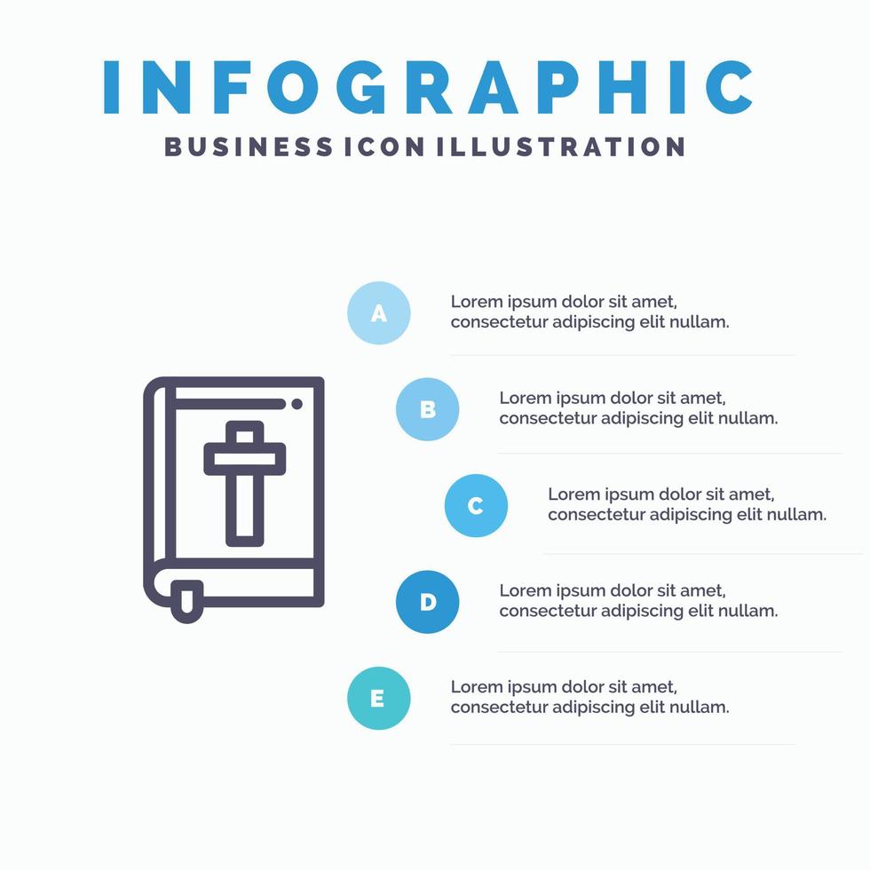 bibel bok påsk religion linje ikon med 5 steg presentation infographics bakgrund vektor