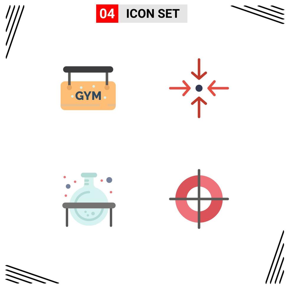 uppsättning av 4 kommersiell platt ikoner packa för Gym studie pil kemisk pistol redigerbar vektor design element