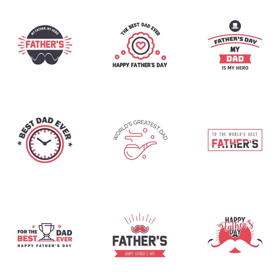 Happy Fathers Day 9 schwarz-rosa Schriftzug Happy Fathers Day editierbare Vektordesign-Elemente vektor