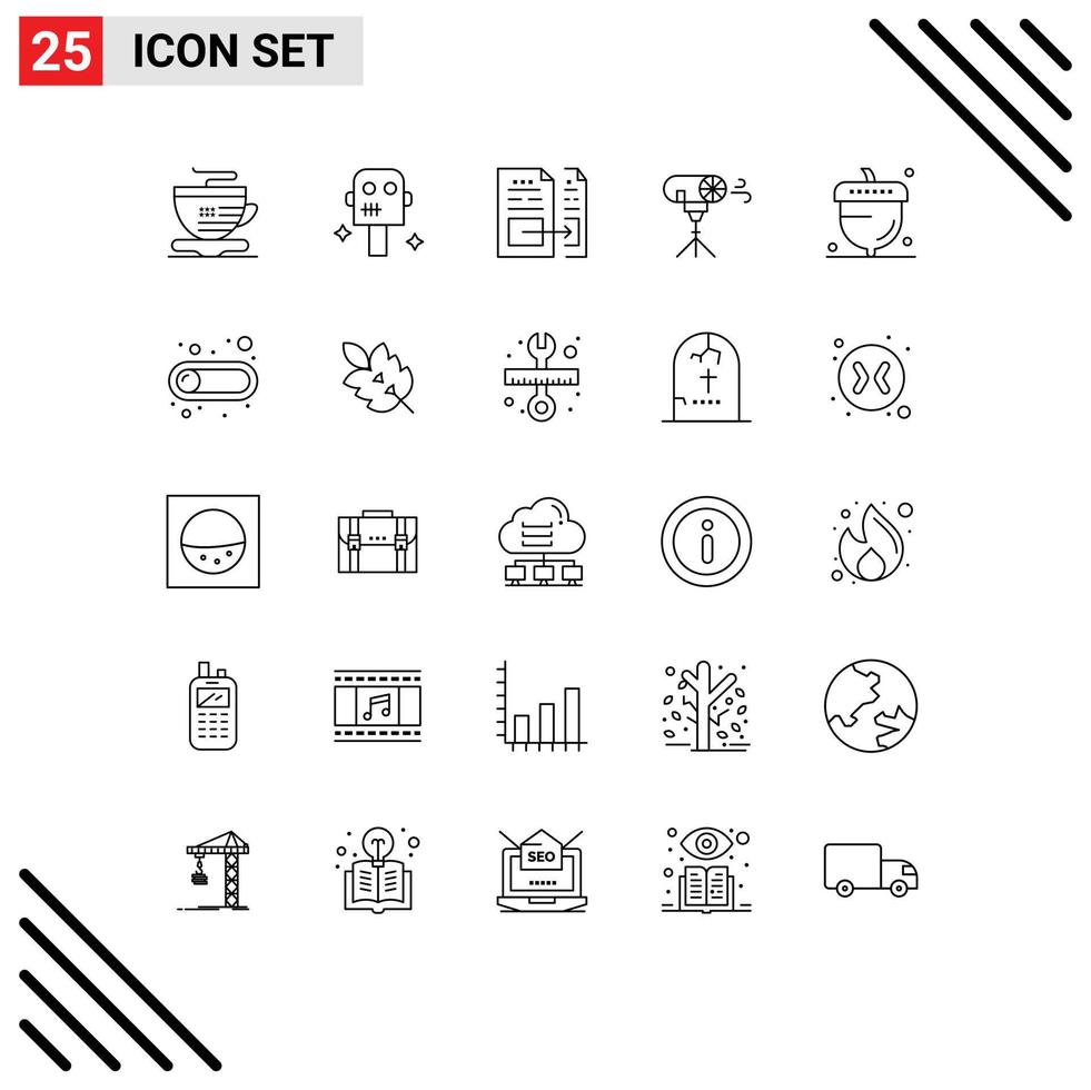 uppsättning av 25 modern ui ikoner symboler tecken för flora ekollon dokumentera särskild Foto redigerbar vektor design element