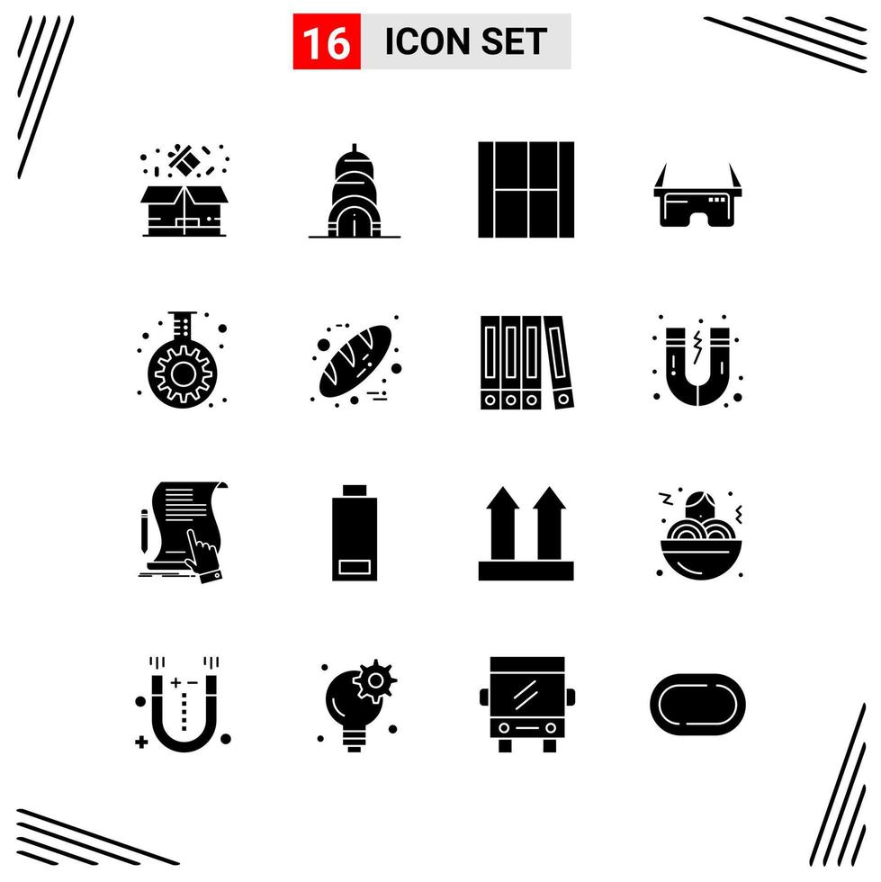 16 ikoner fast stil rutnät baserad kreativ glyf symboler för hemsida design enkel fast ikon tecken isolerat på vit bakgrund 16 ikon uppsättning kreativ svart ikon vektor bakgrund