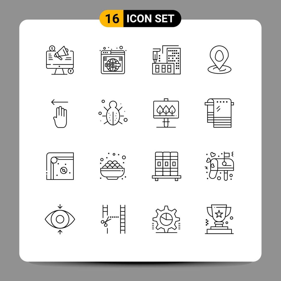 16 universell översikt tecken symboler av påsk stift bred plats tillverkning redigerbar vektor design element