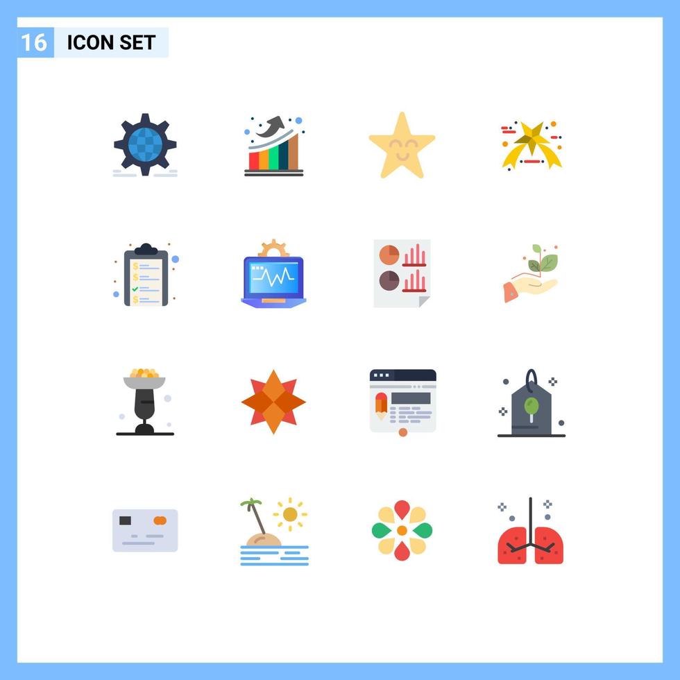 modern uppsättning av 16 platt färger pictograph av lista kolla upp lista upp stjärna svart fredag redigerbar packa av kreativ vektor design element