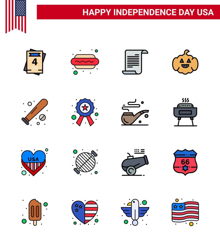 16 kreative usa-ikonen moderne unabhängigkeitszeichen und 4. juli symbole des sport-baseball-textballs amerikanische editierbare usa-tag-vektordesignelemente vektor