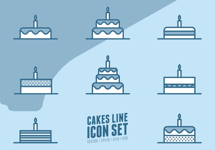 Kuchen Linie Icons vektor