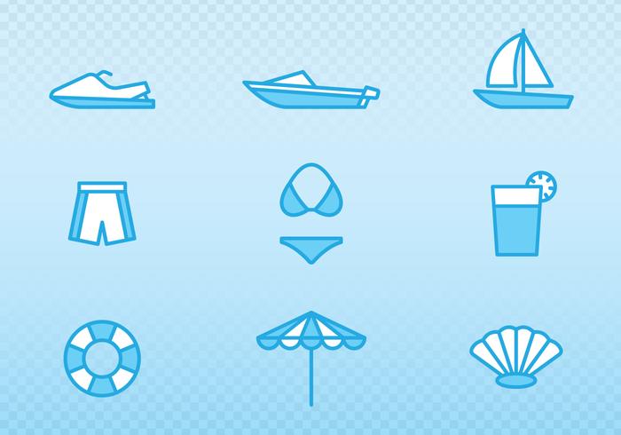 Urlaub und Sommer Outline Icons vektor