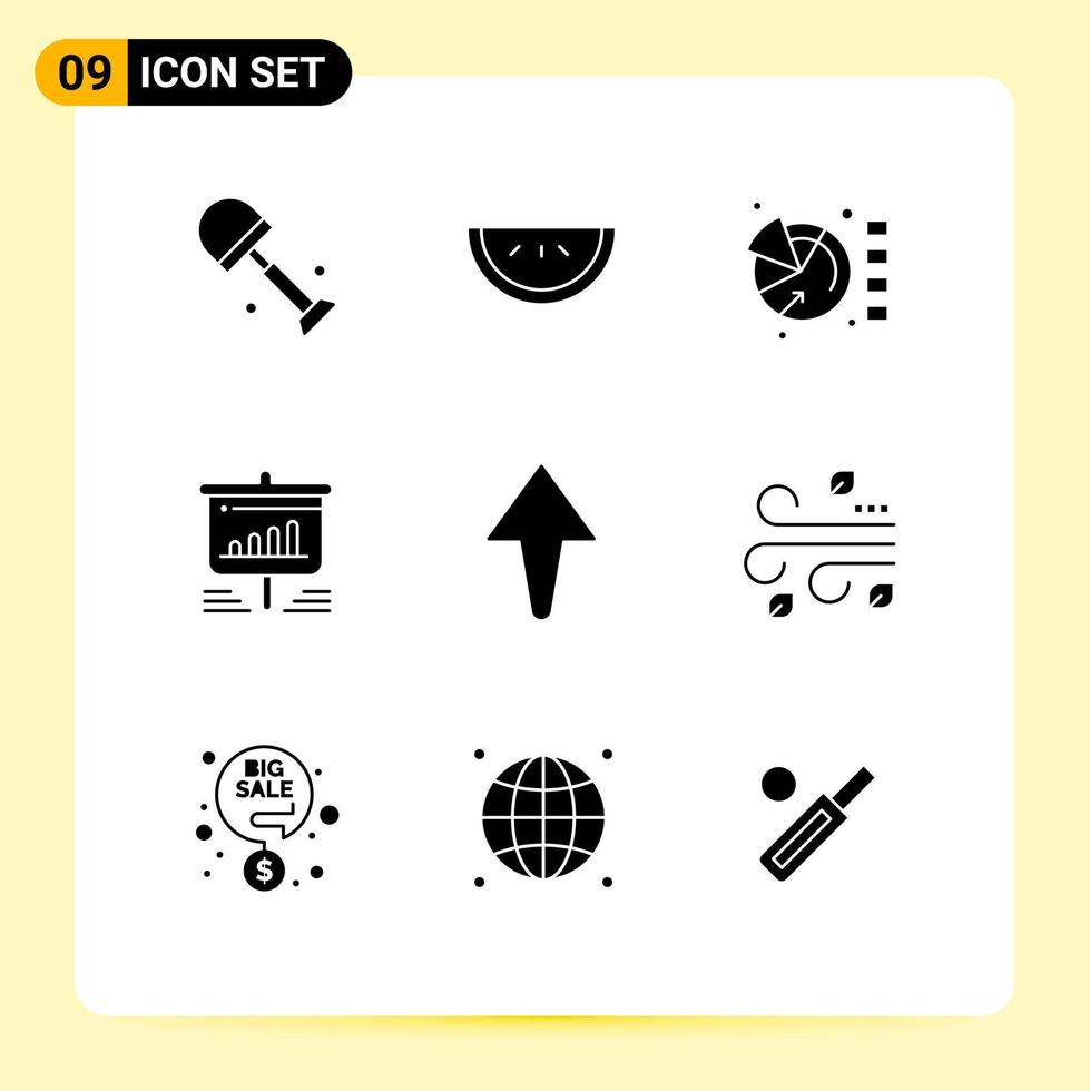 satz von 9 modernen ui-symbolen symbole zeichen für up business graph analytics board editierbare vektordesignelemente vektor