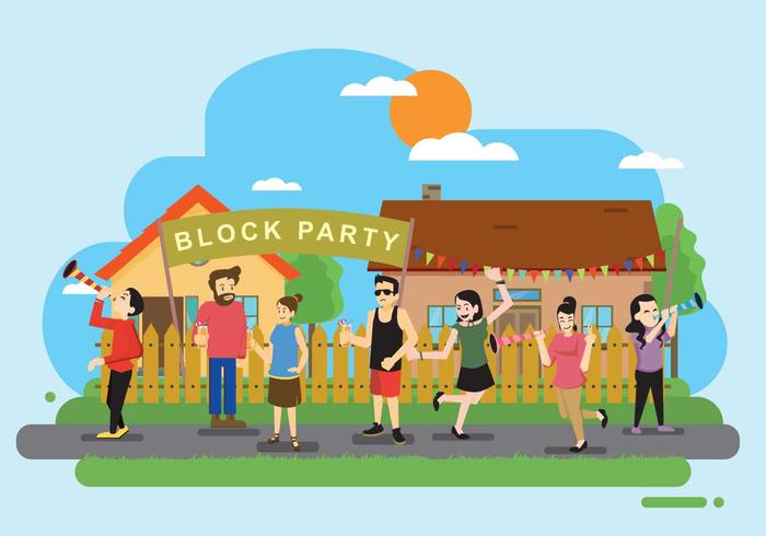 Free Block Party vor Residential Illustration vektor