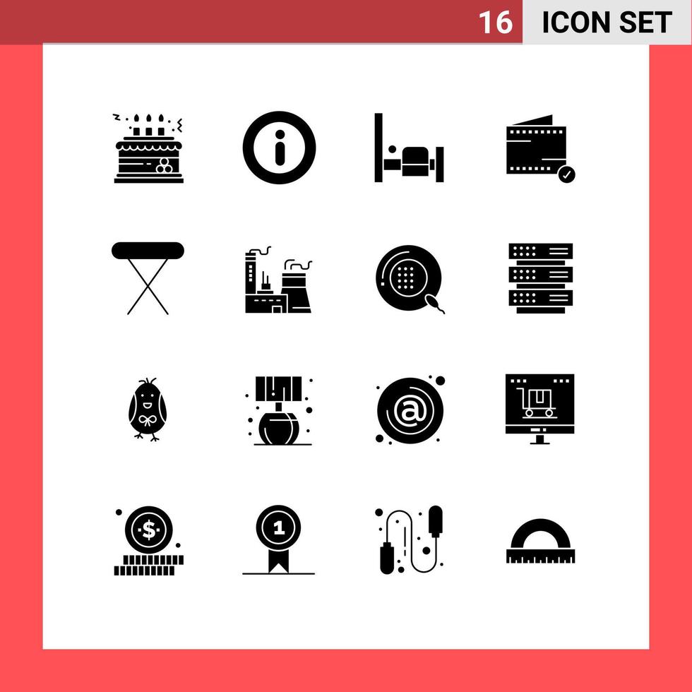 Stock Vector Icon Pack mit 16 Zeilen Zeichen und Symbolen für Eisengeräte Bett Brieftasche Handel editierbare Vektordesign-Elemente