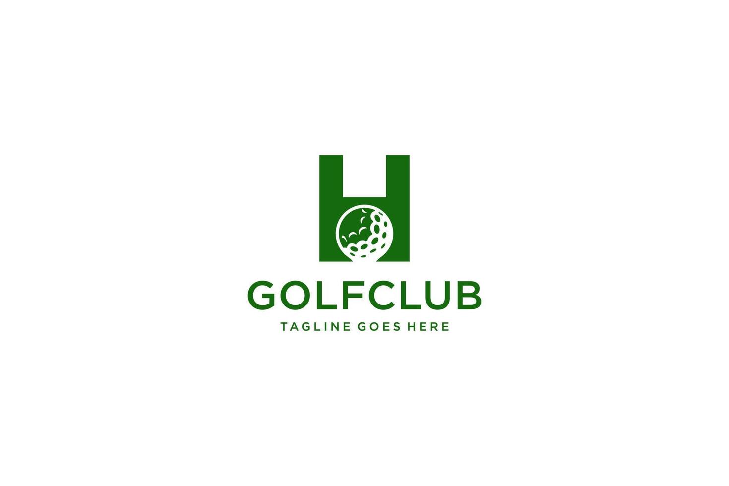Buchstabe h für Golf-Logo-Design-Vektorvorlage, Vektoretikett des Golfsports, Logo der Golfmeisterschaft, Illustration, kreative Ikone, Designkonzept vektor