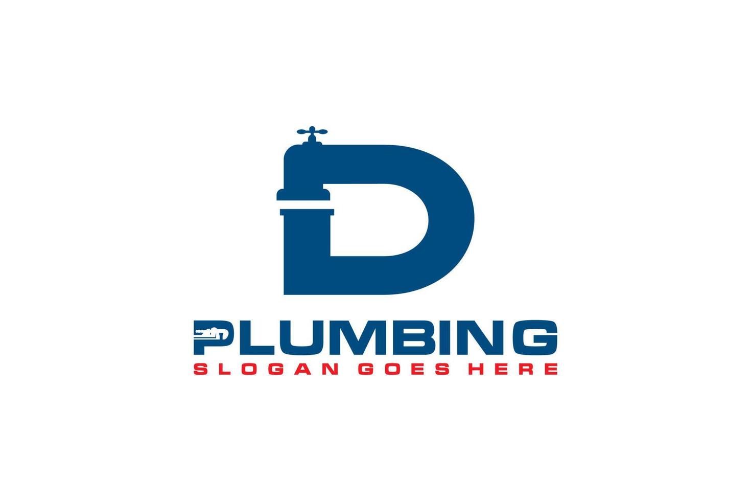 d-Initiale für Logo-Vorlage für Sanitärservice, Logo-Symbolvektor für Wasserservice. vektor