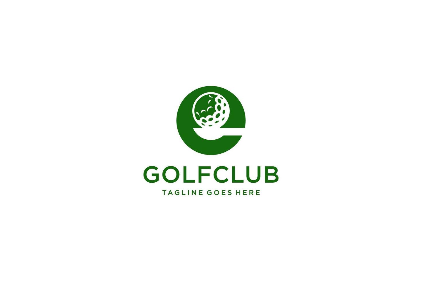 buchstabe e für golf logo design vektorvorlage, vektoretikett des golfs, logo der golfmeisterschaft, illustration, kreatives symbol, designkonzept vektor