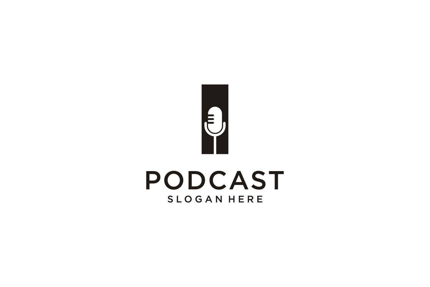 Anfangsbuchstabe i mit Mikrofon-Podcast-Logo-Designvorlage vektor