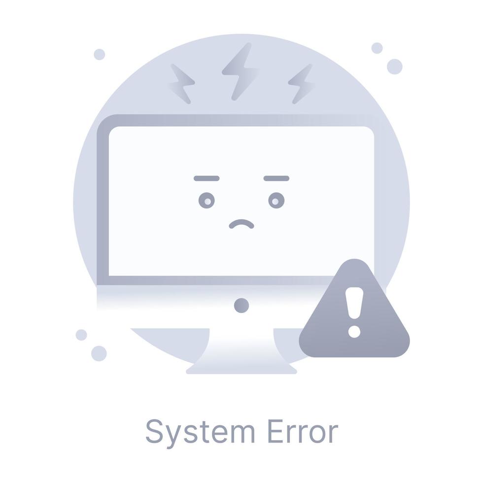 ett ikon av systemet fel i platt design vektor