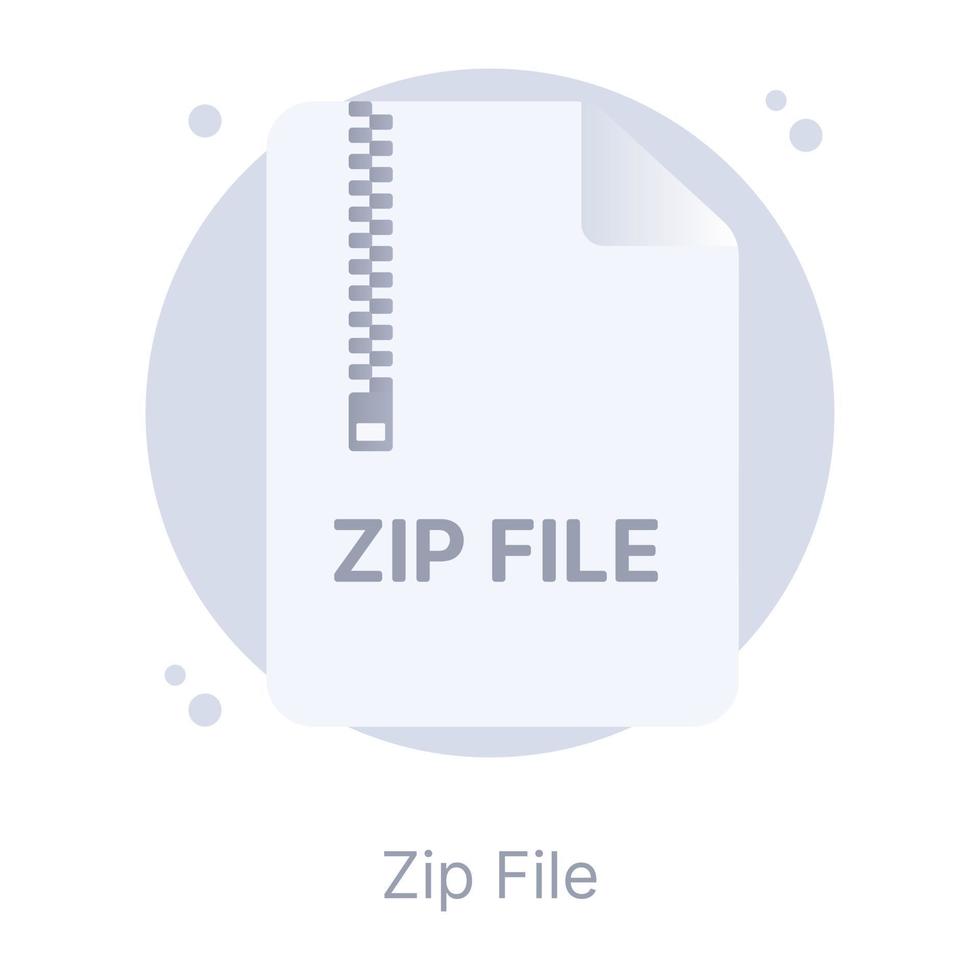 en blixtlås fil i en modern platt ikon vektor