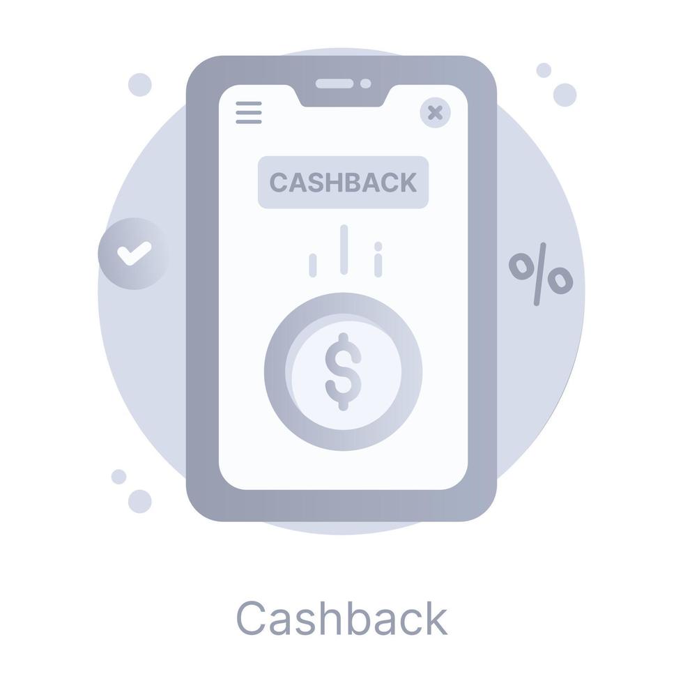 en perfekt platt ikon av mobil pengar tillbaka vektor