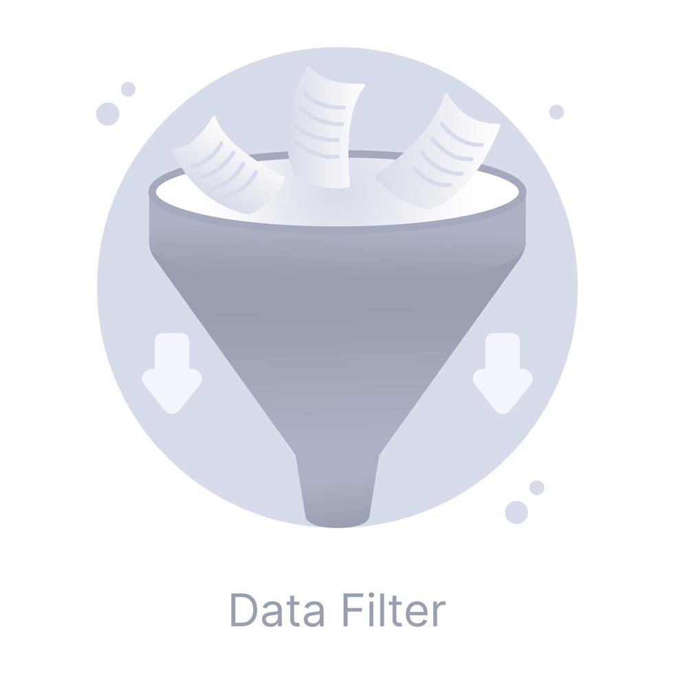 ein gut gestaltetes flaches Symbol des Datenfilters vektor