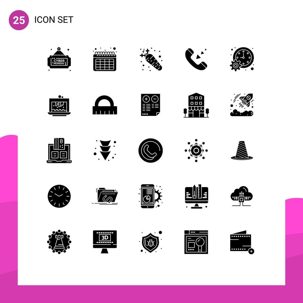 Aktienvektor-Icon-Pack mit 25 Zeilenzeichen und Symbolen für die Besprechung von Business-Diät-Telefonkommunikation editierbare Vektordesign-Elemente vektor