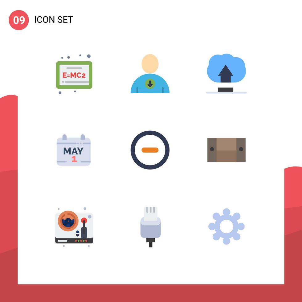 satz von 9 modernen ui-symbolen symbolzeichen für schreibtischbenutzerbenutzer minus zeitbearbeitbare vektordesignelemente vektor