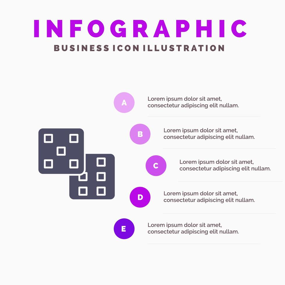 Würfelspiel Wahrscheinlichkeit Infografiken Präsentationsvorlage Präsentation in 5 Schritten vektor