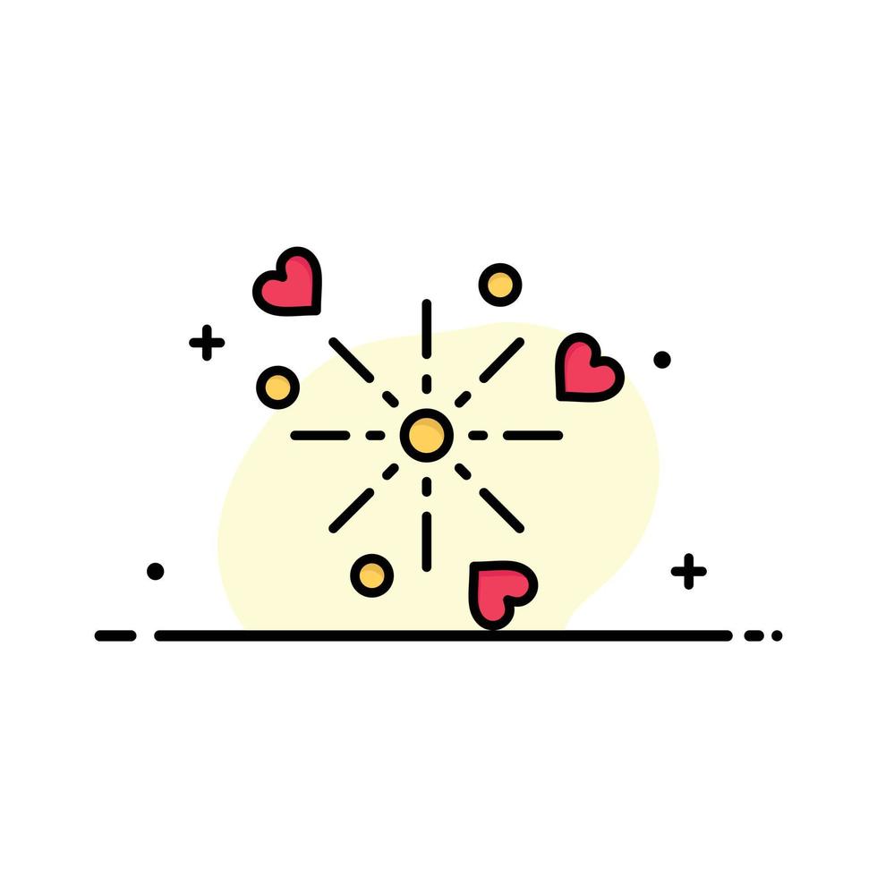 fyrverkeri firande hjärta kärlek företag platt linje fylld ikon vektor baner mall