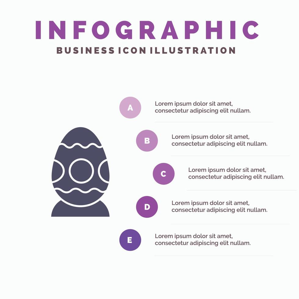 dekoration ostern osterei ei solide symbol infografiken 5 schritte präsentation hintergrund vektor