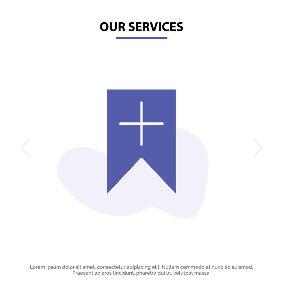 unser Service-Tag plus Interface-Benutzer solide Glyphen-Symbol-Webkartenvorlage vektor