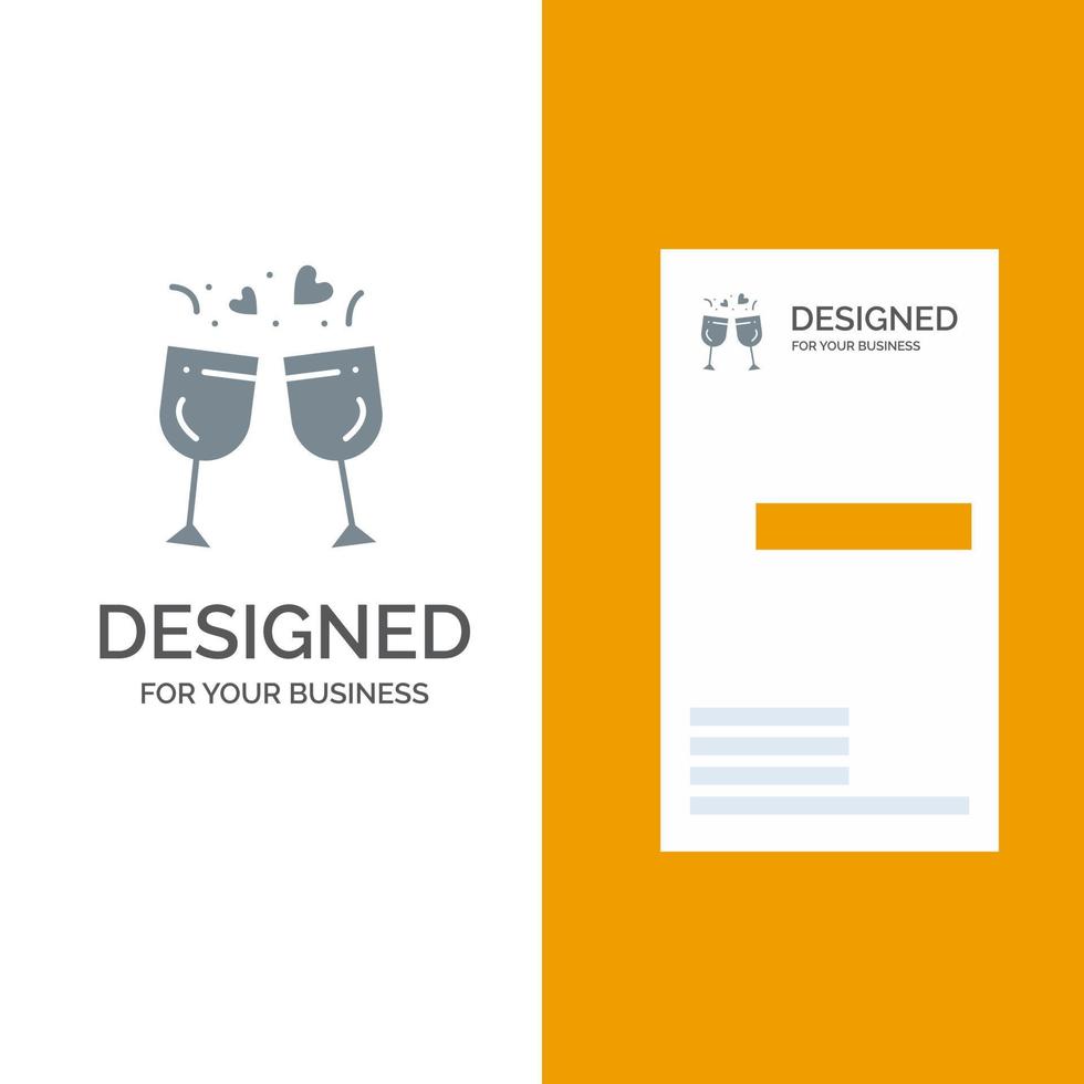 glas kärlek dryck bröllop grå logotyp design och företag kort mall vektor