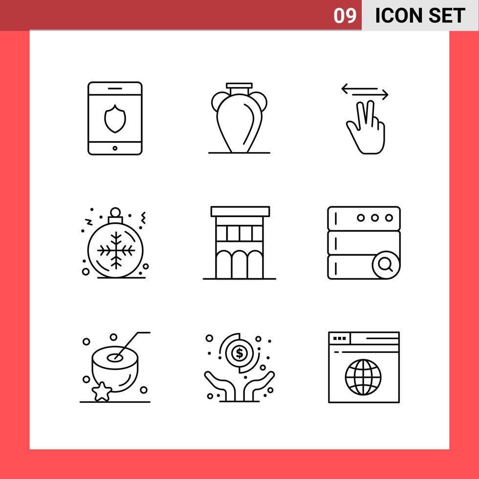 9 Icon Pack Line Style Umrisssymbole auf weißem Hintergrund einfache Zeichen für die allgemeine Gestaltung vektor