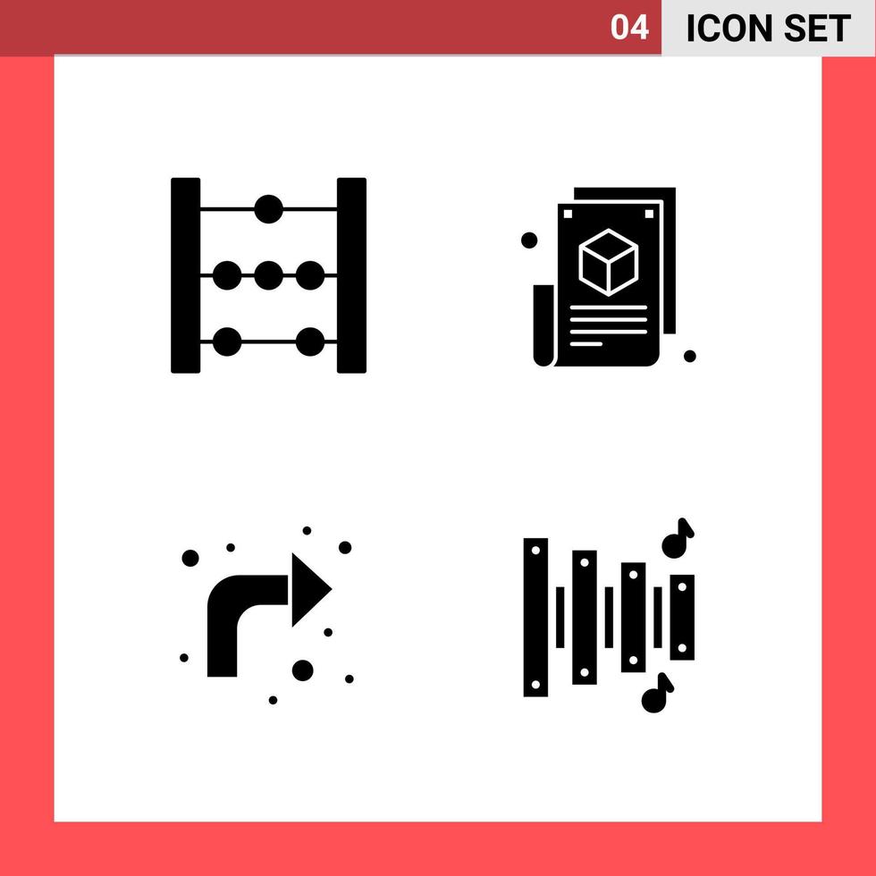 Glyphensymbole im soliden Stil mit 4 Symbolen auf weißem Hintergrund Einfache Zeichen für die allgemeine Gestaltung eines kreativen schwarzen Symbolvektorhintergrunds vektor