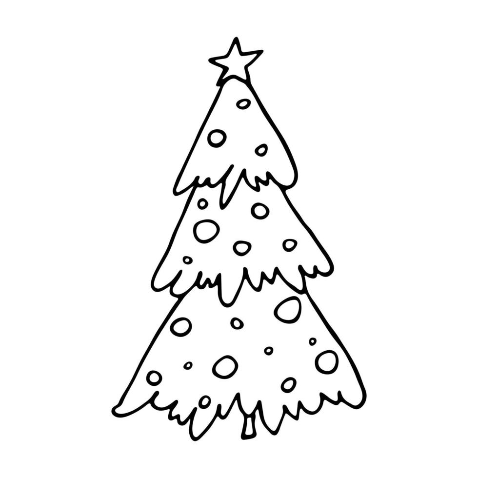 weihnachtsbaum hand gezeichnete clipart. Fichte Gekritzel. einzelnes element für karte, druck, web, design, dekor vektor