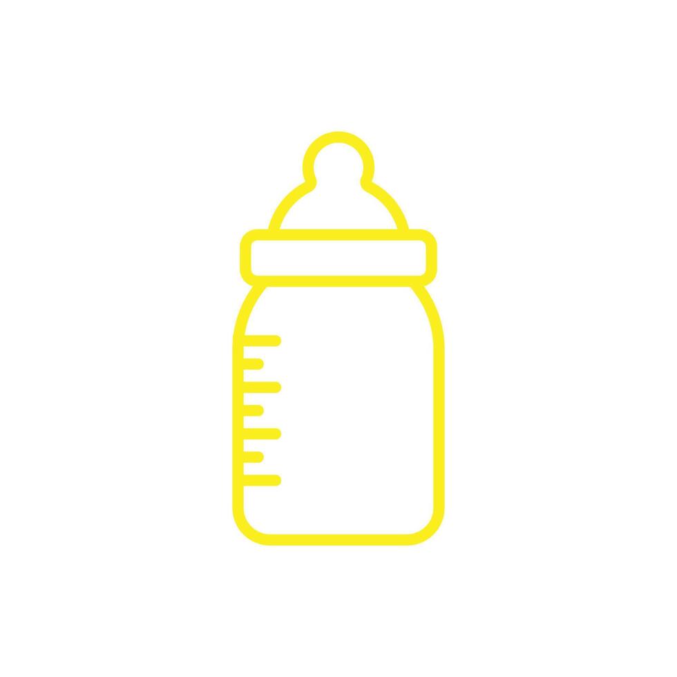 eps10 gelber Vektor Milchflasche Linie Kunstsymbol isoliert auf weißem Hintergrund. Umrisssymbol für Babymilchflaschen in einem einfachen, flachen, trendigen, modernen Stil für Ihr Website-Design, Logo und mobile App