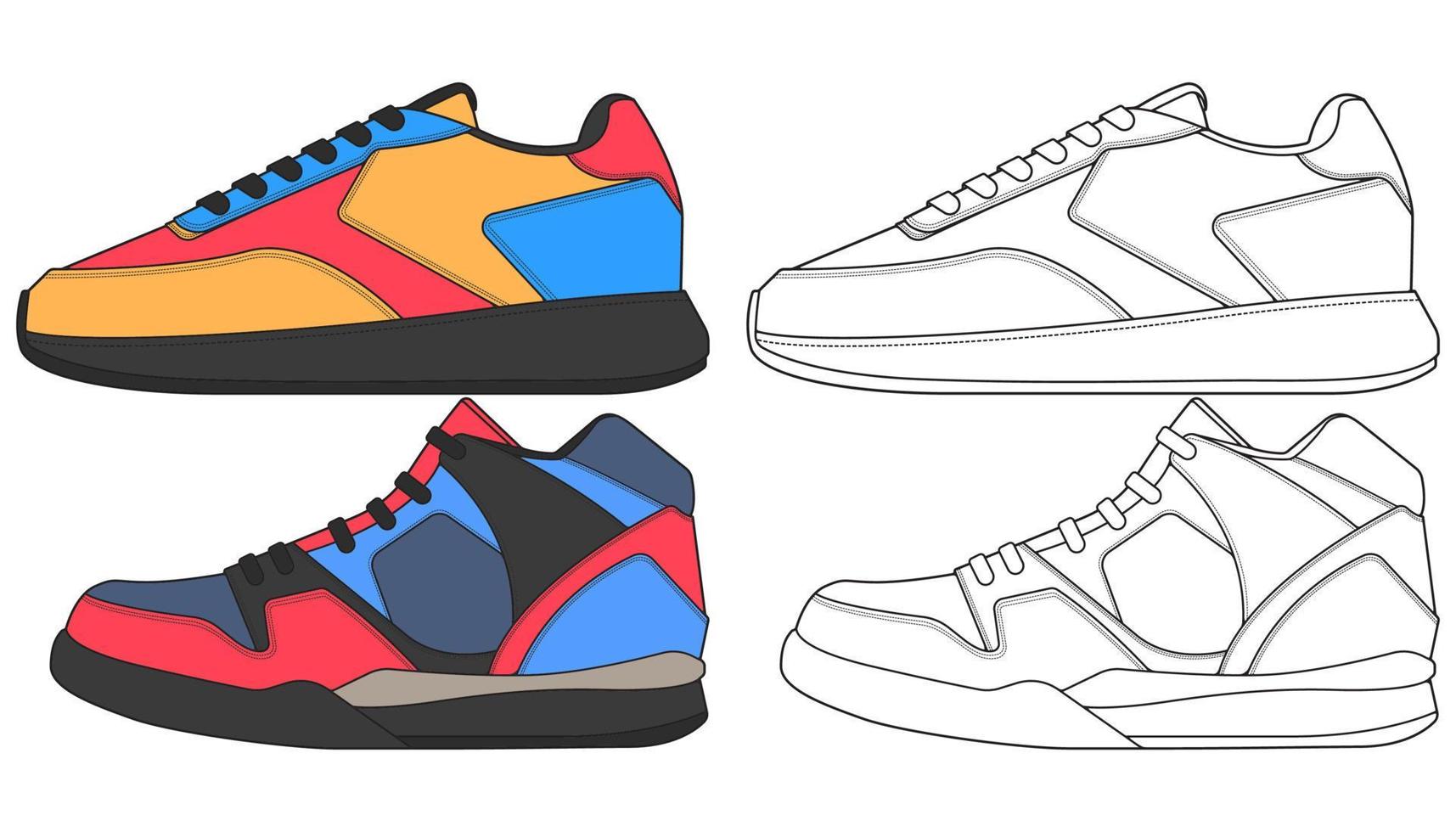 Sneaker Schuh absetzen. Konzept. flaches Design. Vektor-Illustration. Turnschuhe im flachen Stil. vektor