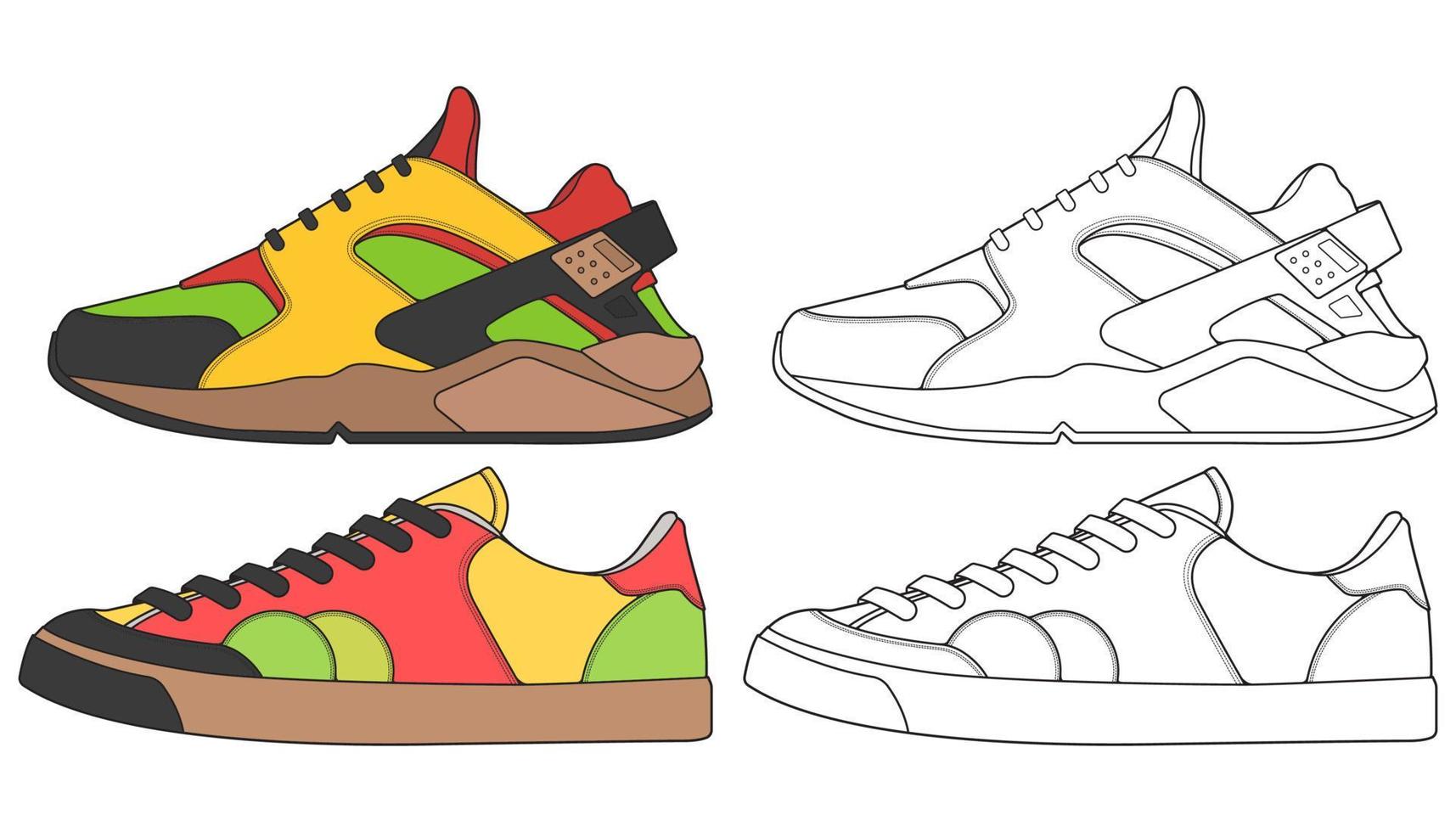 Sneaker Schuh absetzen. Konzept. flaches Design. Vektor-Illustration. Turnschuhe im flachen Stil. vektor