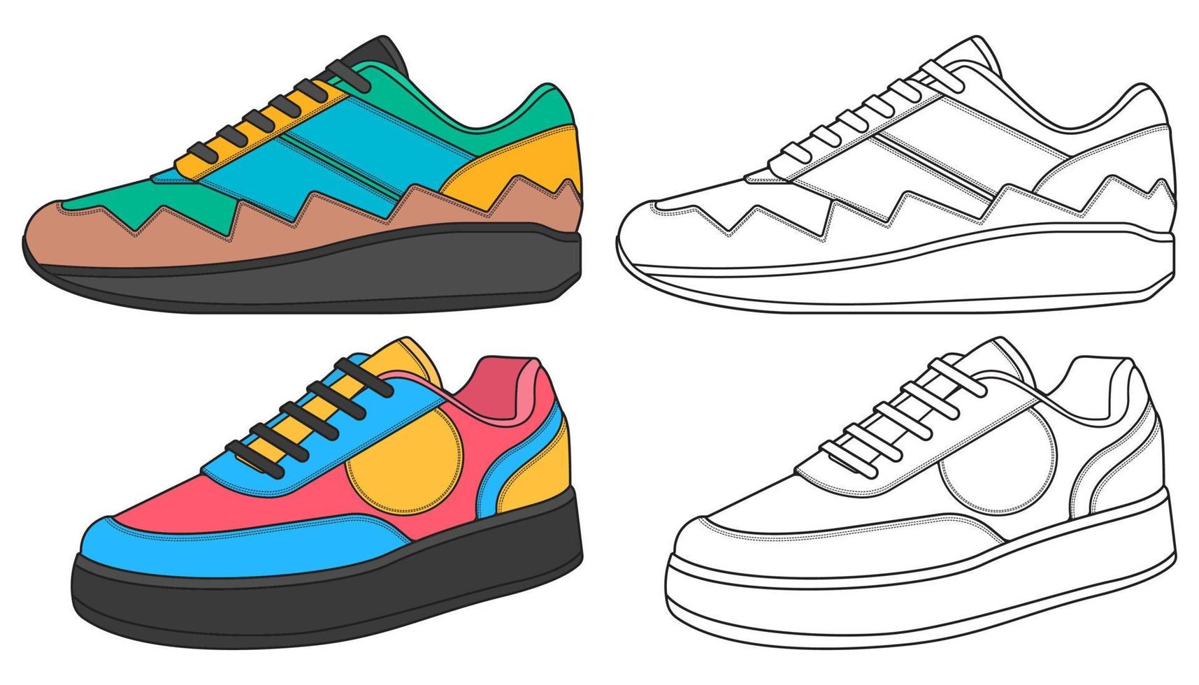 Sneaker Schuh absetzen. Konzept. flaches Design. Vektor-Illustration. Turnschuhe im flachen Stil. vektor