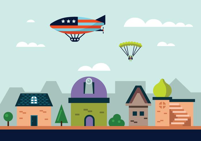 Hot Air Balloon Blimp Vector Illustration