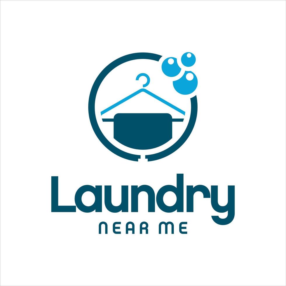 Wäsche-Logo einfacher runder Kleiderbügel mit Blasen vektor