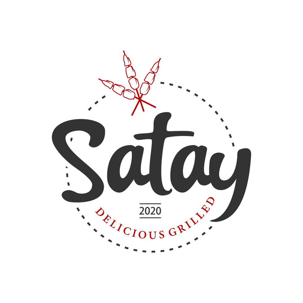 einfacher Satay-Logo-Stempel-Abzeichen-Lebensmittelvektor vektor