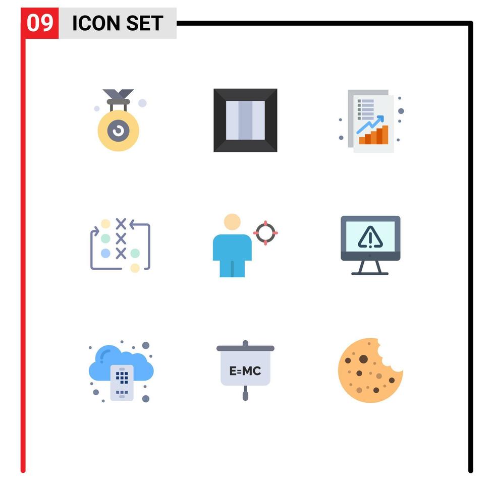gruppe von 9 modernen flachen farben für taktikbewegungsgeldspielgeld editierbare vektordesignelemente vektor